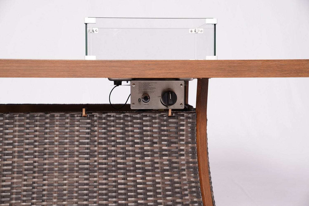 Brown Wicker Outdoor Gas Fire Pit Table with Ice Bucket - Homeroots - Flyclothing LLC