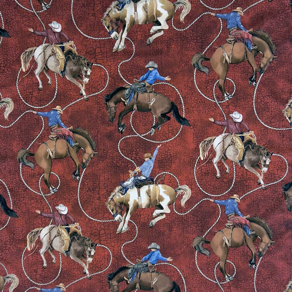 Rockmount Ranch Ware Broncs and Rope Western Cotton Bandana in Red - Rockmount Clothing - Flyclothing LLC