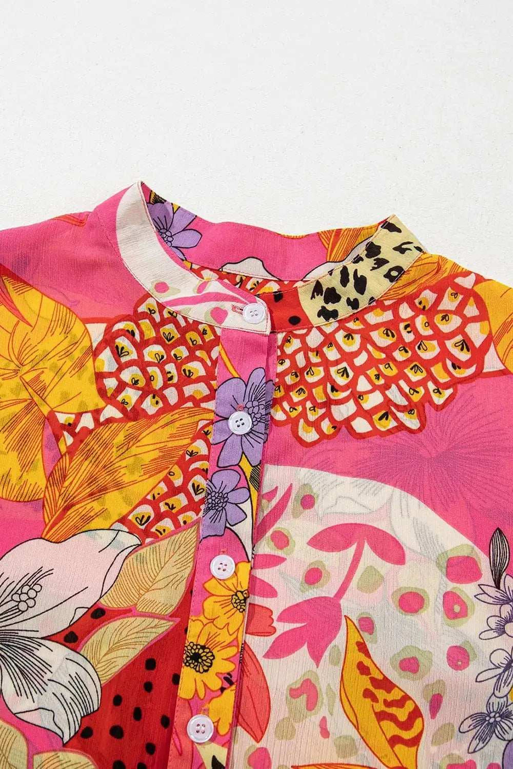 Printed Button Down Long Sleeve Shirt - Trendsi - Flyclothing LLC