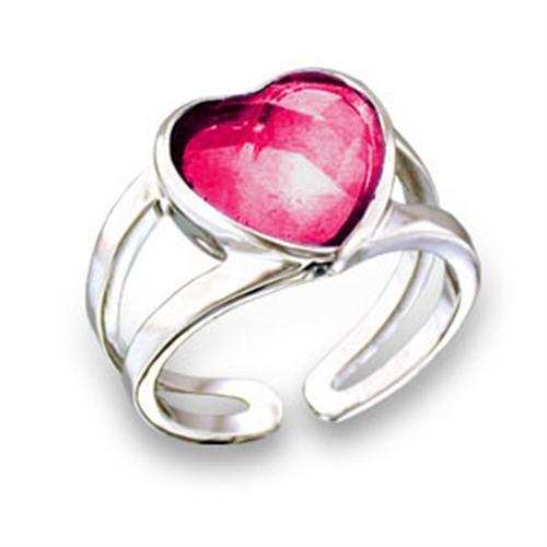 411802 - Rhodium Brass Ring with Synthetic Garnet in Ruby - Alamode - Flyclothing LLC