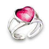 411802 - Rhodium Brass Ring with Synthetic Garnet in Ruby - Alamode - Flyclothing LLC