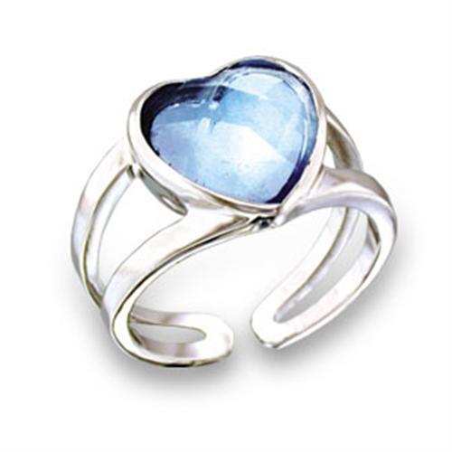 411813 - Rhodium Brass Ring with Top Grade Crystal in Sea Blue - Alamode - Flyclothing LLC