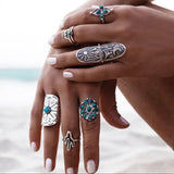 Alloy Turquoise 9-Piece Ring Set - Trendsi - Flyclothing LLC
