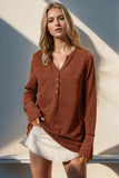 Double Take Full Size Notched Thumbhole Long Sleeve T-Shirt - Trendsi - Flyclothing LLC