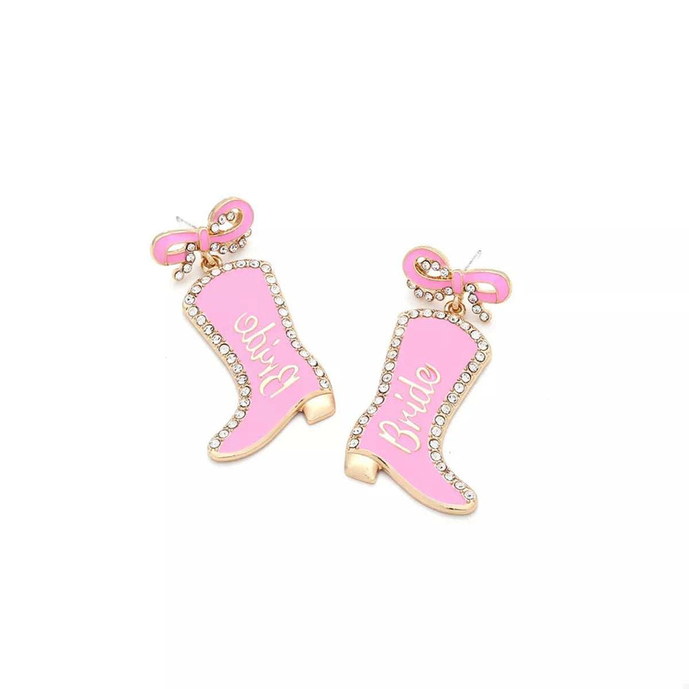 Cowgirl Boot Dangle Earrings with Bow - Trendsi - Flyclothing LLC