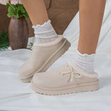 Pearl Bow Round Toe Slippers - Trendsi - Flyclothing LLC