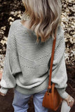 Textured Striped Round Neck Long Sleeve Top - Trendsi - Flyclothing LLC