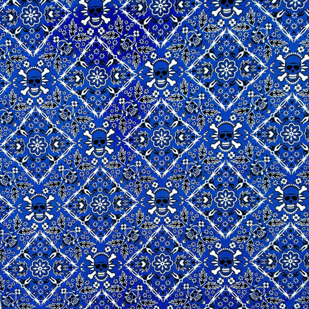 Rockmount Ranch Ware Skulls Western Cotton Bandana in Blue - Rockmount Clothing - Flyclothing LLC