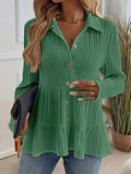 Striped Button-Down Tiered Shirt - Trendsi - Flyclothing LLC