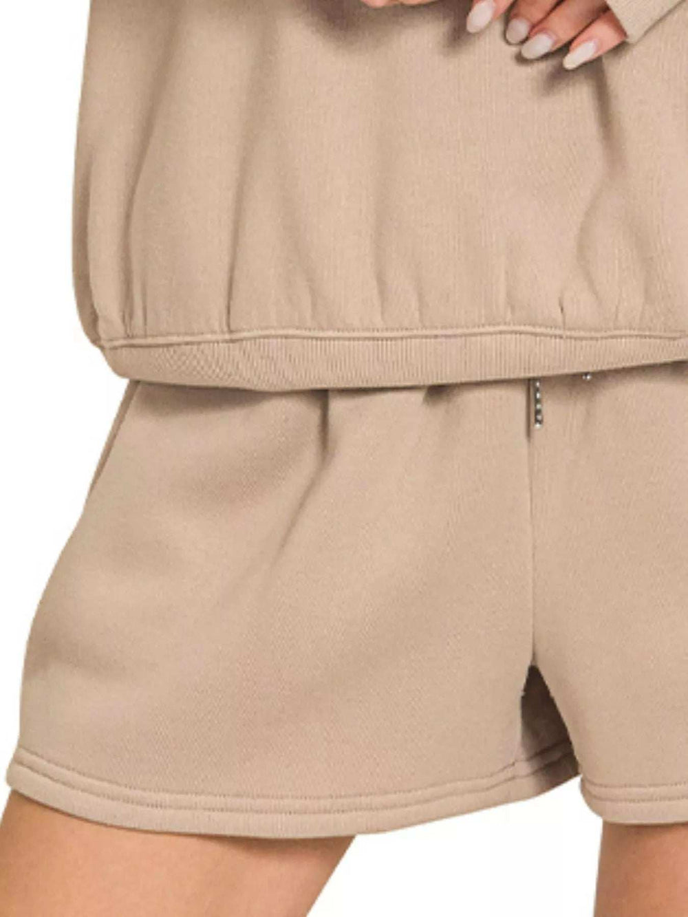 Zenana Fleece Boat Neck Sweatshirt and Shorts Set - Trendsi - Flyclothing LLC