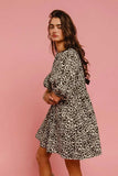 BiBi Leopard Denim Dress With Back Contrast Tie Detail - Trendsi - Flyclothing LLC