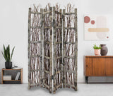 Earthy Birch and Twig Four Panel Room Divider Screen - Homeroots - Flyclothing LLC