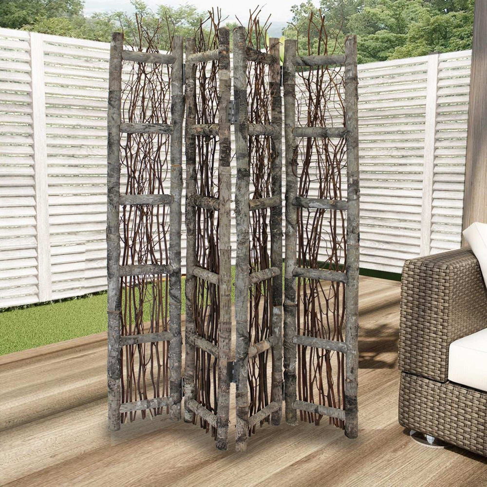 Earthy Birch and Twig Four Panel Room Divider Screen - Homeroots - Flyclothing LLC