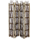 Earthy Birch and Twig Four Panel Room Divider Screen - Homeroots - Flyclothing LLC