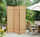 Natural Brown Bamboo Three Panel Room Divider Screen - Homeroots - Flyclothing LLC