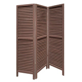 Stylish Three Panel Washed Brown Shutter Divider Screen - Homeroots - Flyclothing LLC