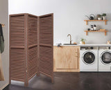 Stylish Three Panel Washed Brown Shutter Divider Screen - Homeroots - Flyclothing LLC