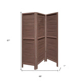 Stylish Three Panel Washed Brown Shutter Divider Screen - Homeroots - Flyclothing LLC