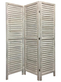 Stylish Three Panel Washed White Shutter Divider Screen - Homeroots - Flyclothing LLC