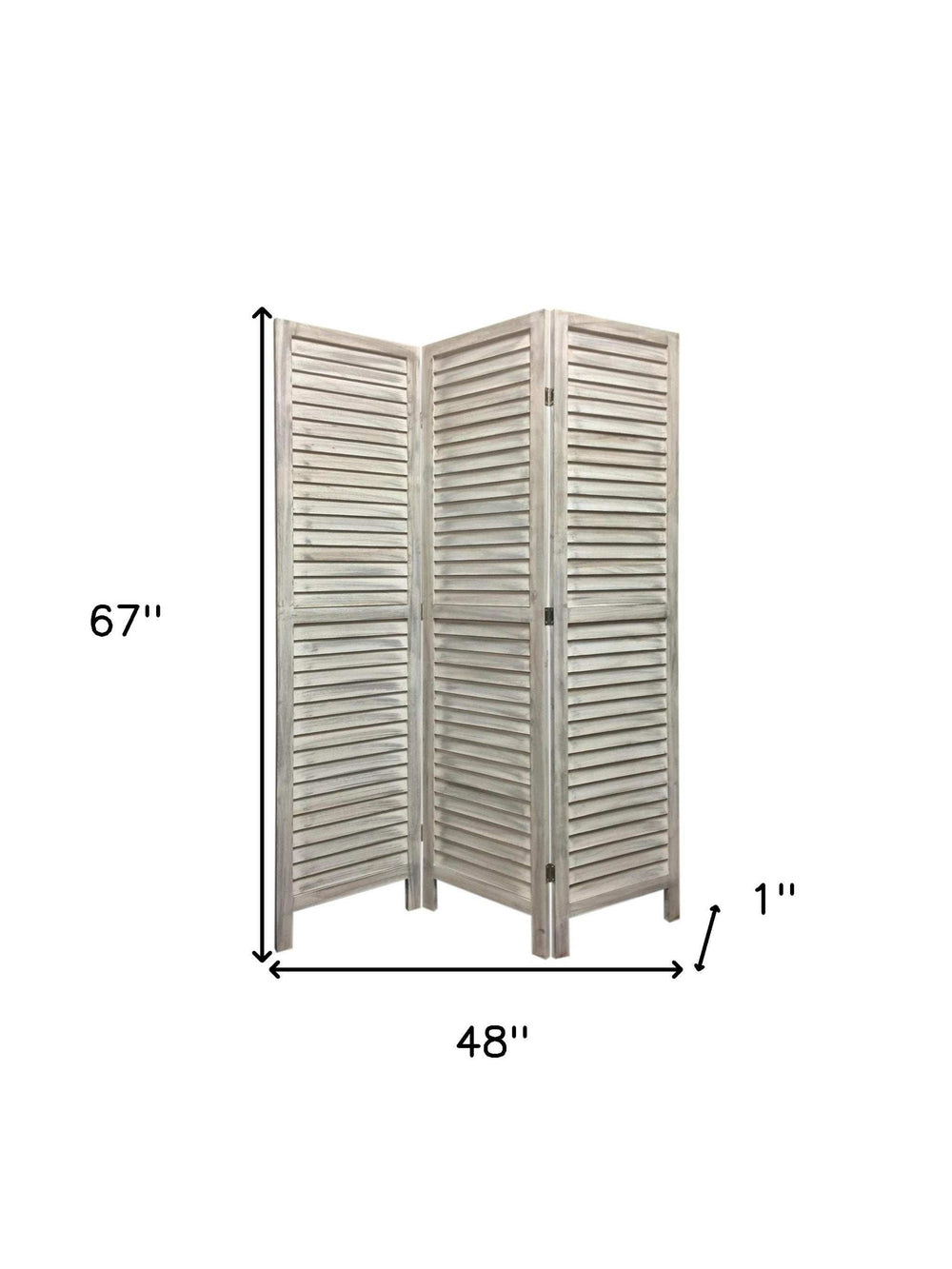 Stylish Three Panel Washed White Shutter Divider Screen - Homeroots - Flyclothing LLC