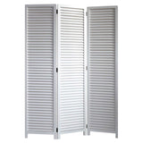 White Louvered Three Panel Room Divider Screen - Homeroots - Flyclothing LLC