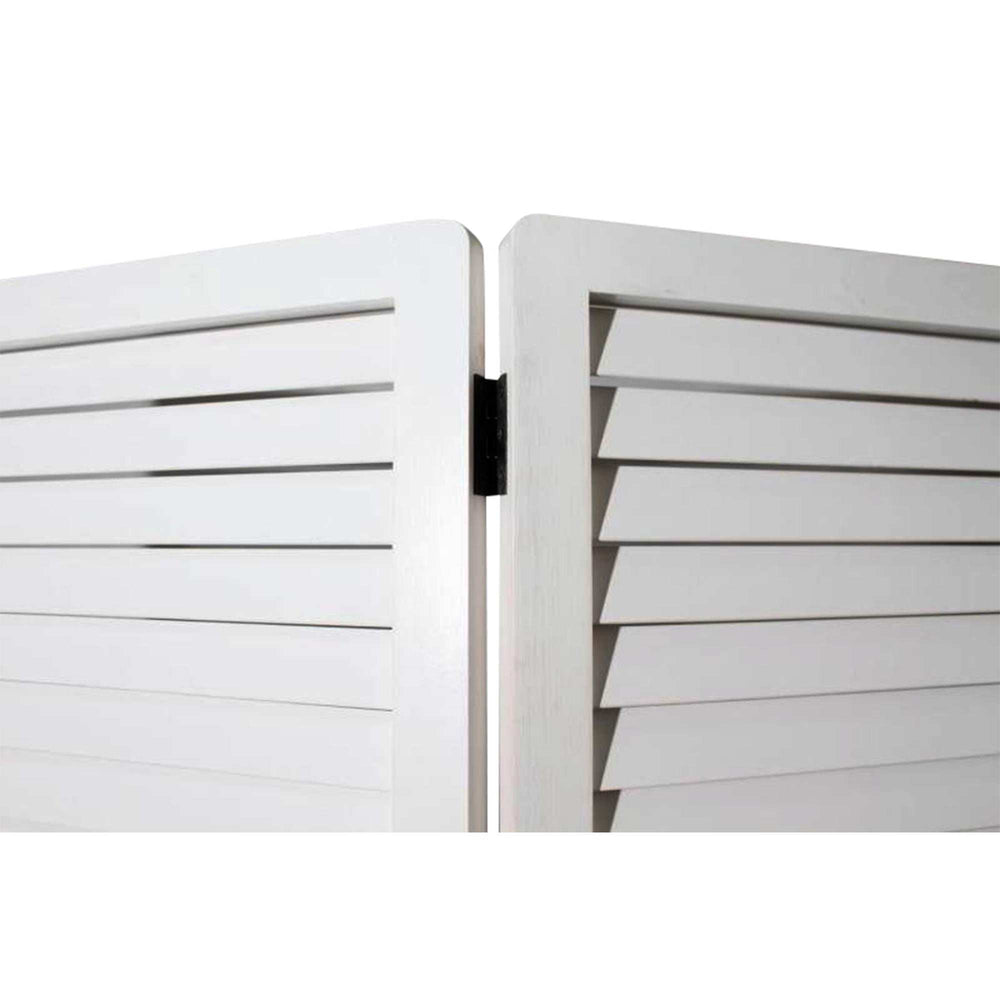 White Louvered Three Panel Room Divider Screen - Homeroots - Flyclothing LLC