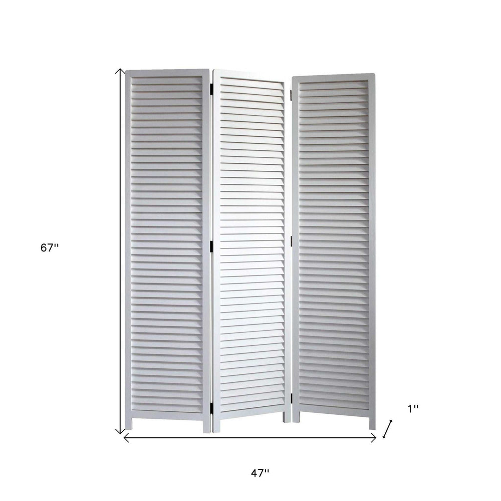 White Louvered Three Panel Room Divider Screen - Homeroots - Flyclothing LLC