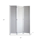 White Louvered Three Panel Room Divider Screen - Homeroots - Flyclothing LLC