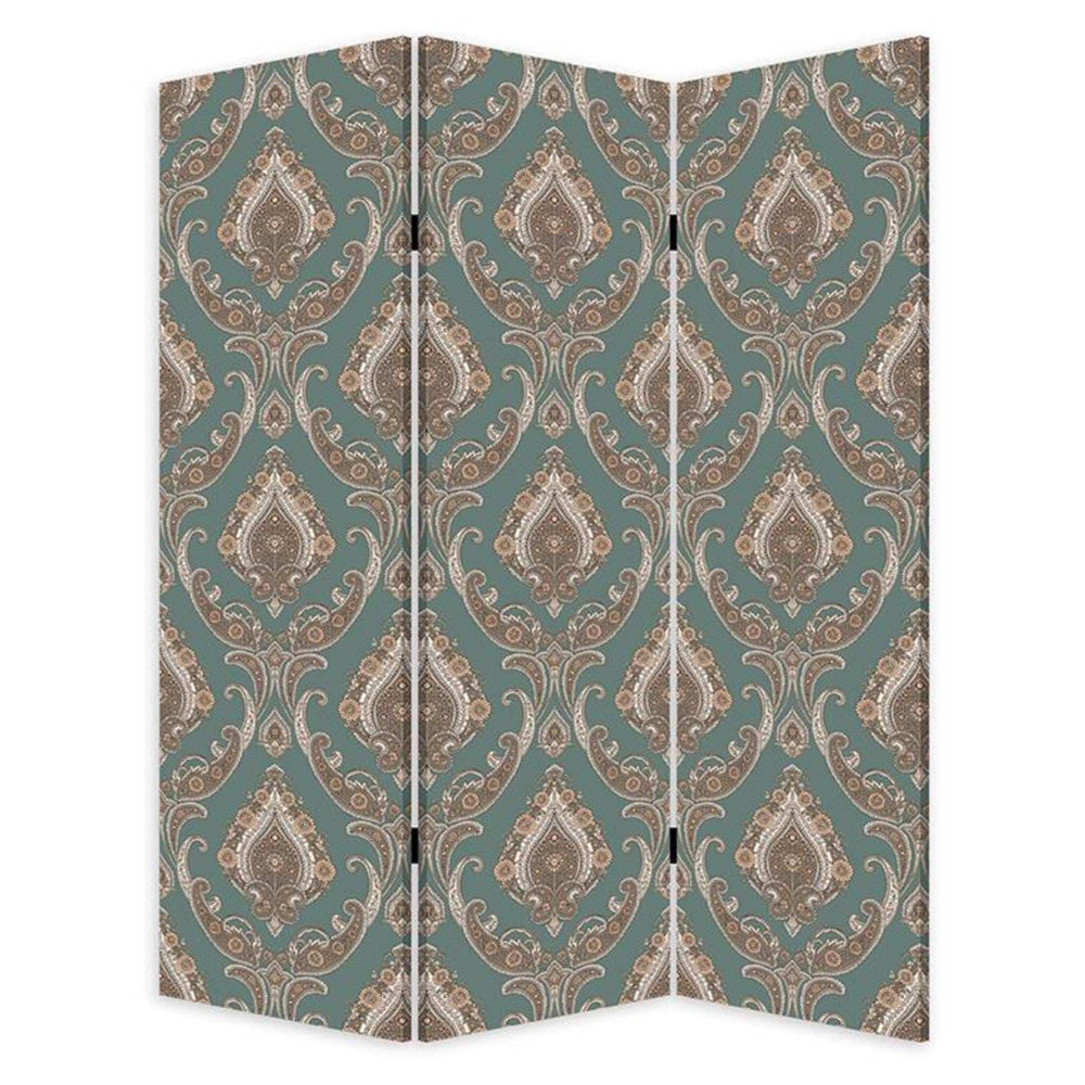 Vintage Green Baroque Three Panel Room Divider Screen - Homeroots - Flyclothing LLC