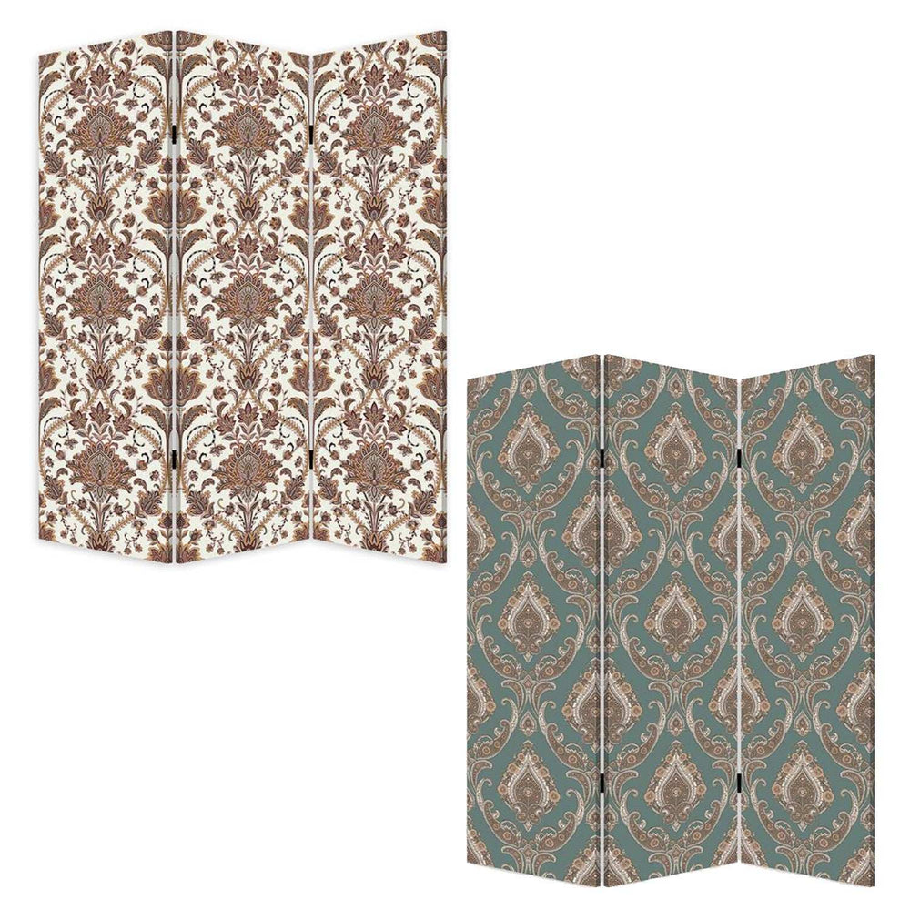 Vintage Green Baroque Three Panel Room Divider Screen - Homeroots - Flyclothing LLC