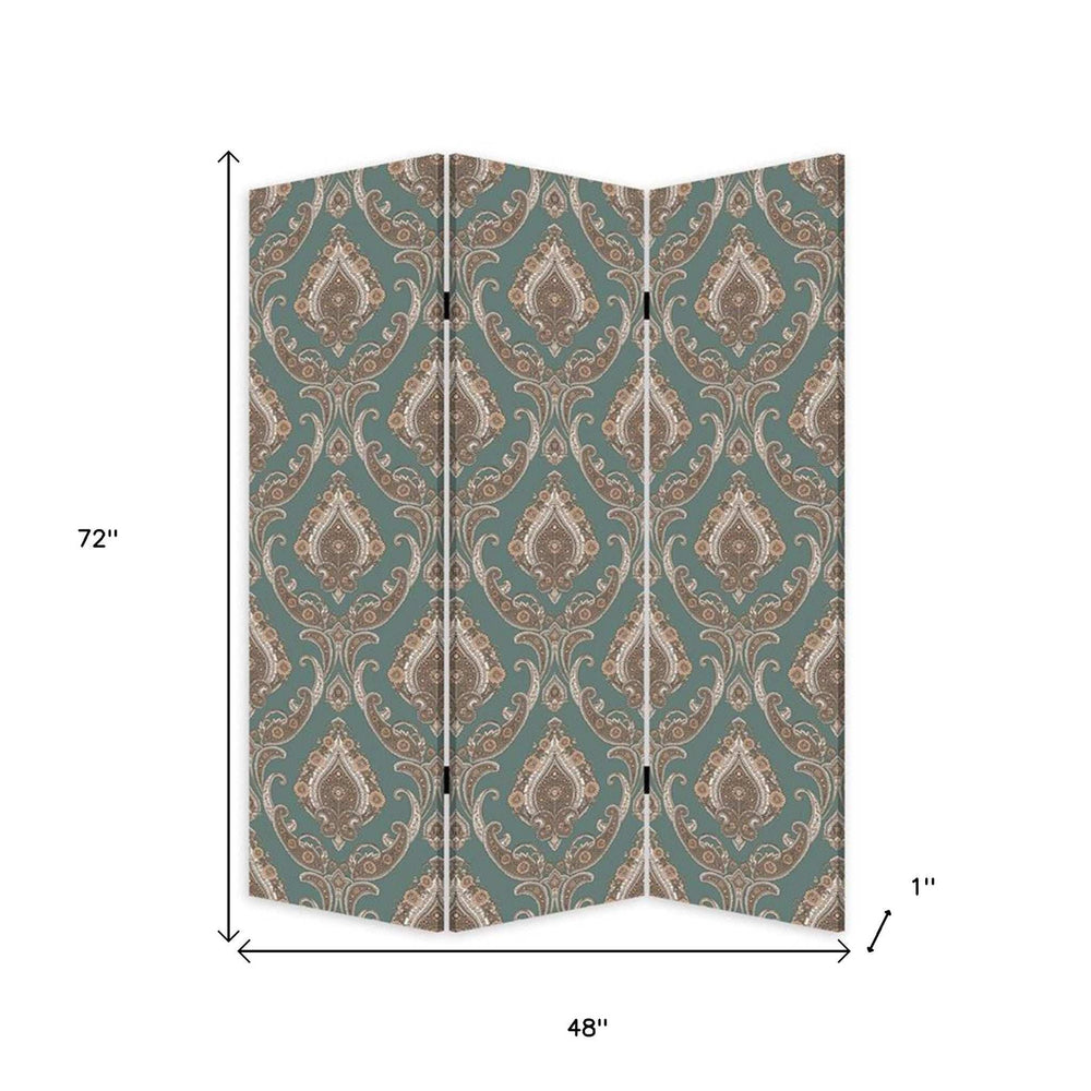 Vintage Green Baroque Three Panel Room Divider Screen - Homeroots - Flyclothing LLC