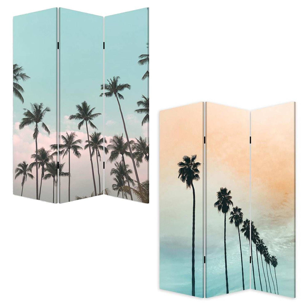 Tropical Palm Trees Room Three Panel Divider Screen - Homeroots - Flyclothing LLC