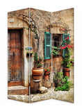 Romantic European Street Three Panel Room Divider Screen - Homeroots - Flyclothing LLC