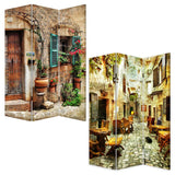 Romantic European Street Three Panel Room Divider Screen - Homeroots - Flyclothing LLC