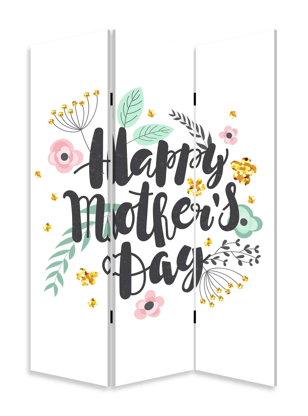 Sweet Floral Mother's Day Three Panel Room Divider Screen - Homeroots - Flyclothing LLC
