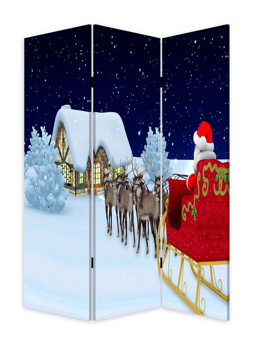 Festive Merry Christmas Three Panel Room Divider Screen - Homeroots - Flyclothing LLC