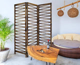 Rustic Geo Design Wood Three Panel Room Divider Screen - Homeroots - Flyclothing LLC