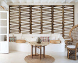 Rustic Geo Design Wood Three Panel Room Divider Screen - Homeroots - Flyclothing LLC