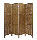 Brown Willow Four Panel Room Divider Screen - Homeroots - Flyclothing LLC