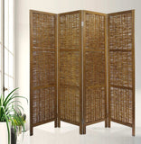 Brown Willow Four Panel Room Divider Screen - Homeroots - Flyclothing LLC