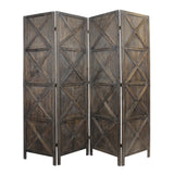 Modern Farmhouse Rustic Four Panel Room Divider Screen - Homeroots - Flyclothing LLC