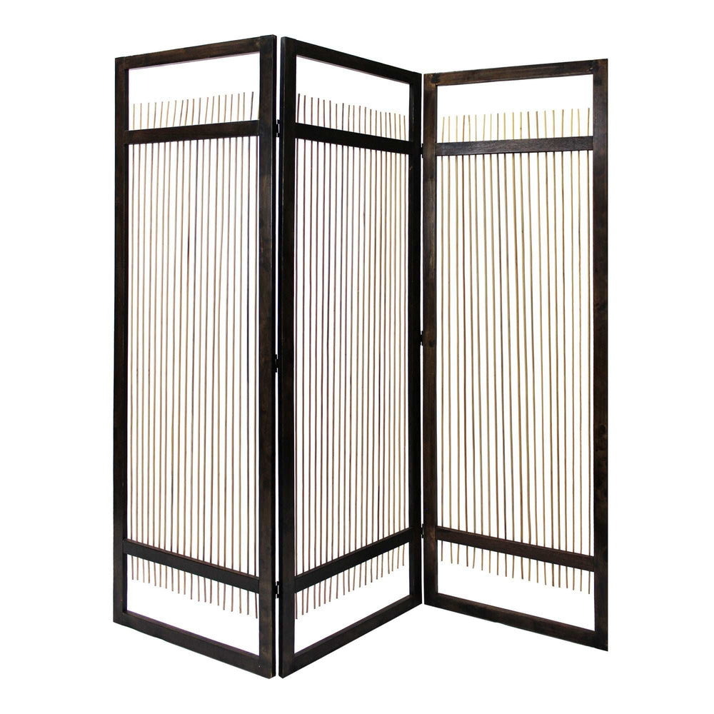 Light and Dark Rattan Three Panel Room Divider Screen - Homeroots - Flyclothing LLC