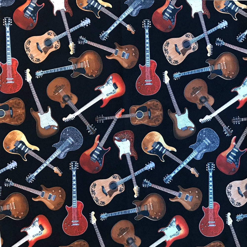 Rockmount Ranch Ware Electric Guitars Western Cotton Bandana in Black - Rockmount Clothing - Flyclothing LLC