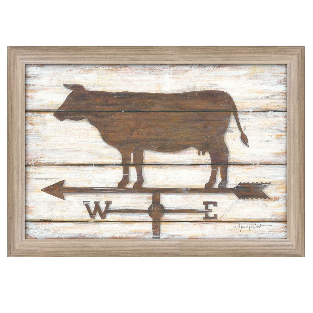 Farmhouse Cow Brown Framed Print Wall Art - Homeroots - Flyclothing LLC