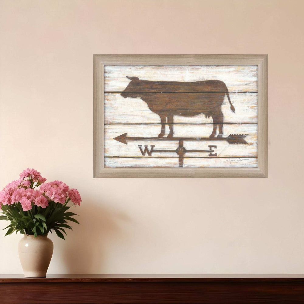 Farmhouse Cow Brown Framed Print Wall Art - Homeroots - Flyclothing LLC