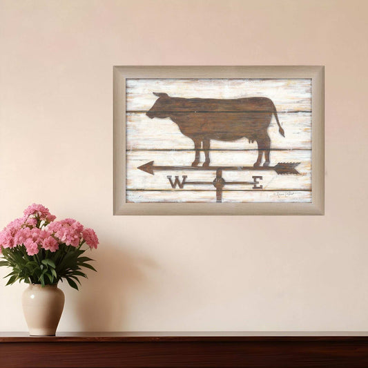 Farmhouse Cow Brown Framed Print Wall Art - Homeroots - Flyclothing LLC