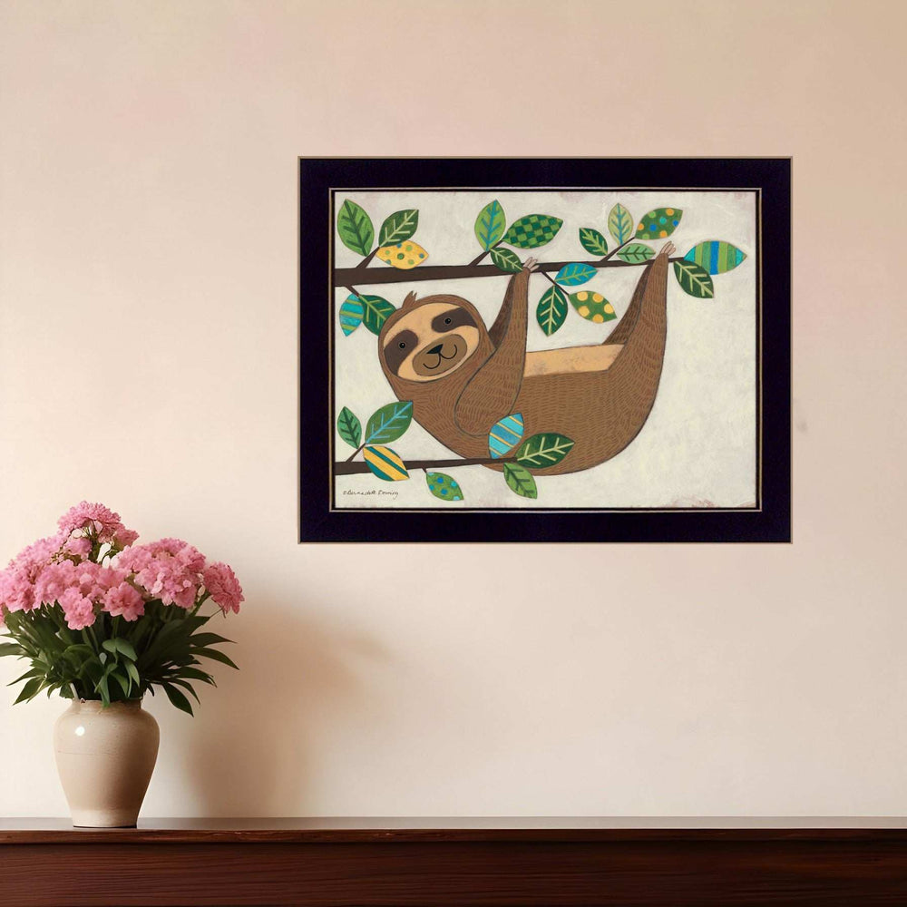 Hanging Sloth I 1 Black Framed Print Wall Art - Homeroots - Flyclothing LLC