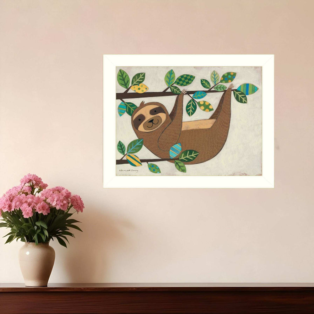 Hanging Sloth I 2 White Framed Print Wall Art - Homeroots - Flyclothing LLC
