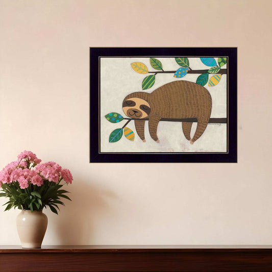 Hanging Sloth II 1 Black Framed Print Wall Art - Homeroots - Flyclothing LLC