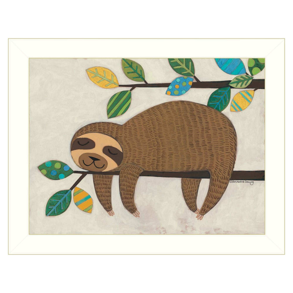 Hanging Sloth II 2 White Framed Print Wall Art - Homeroots - Flyclothing LLC